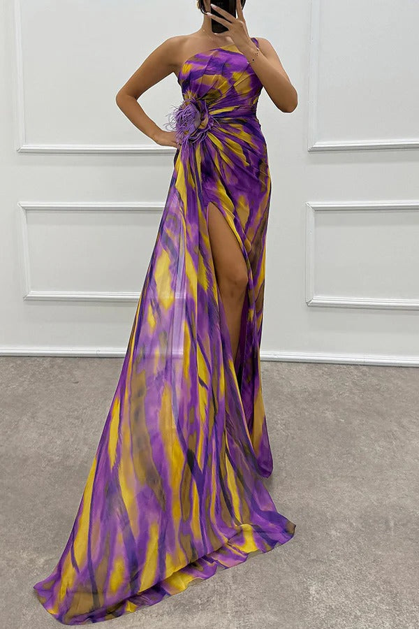 Audrey | Women’s One Shoulder Slit Maxi Dress