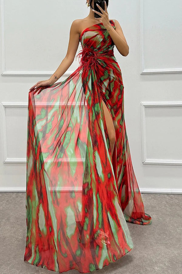 Audrey | Women’s One Shoulder Slit Maxi Dress