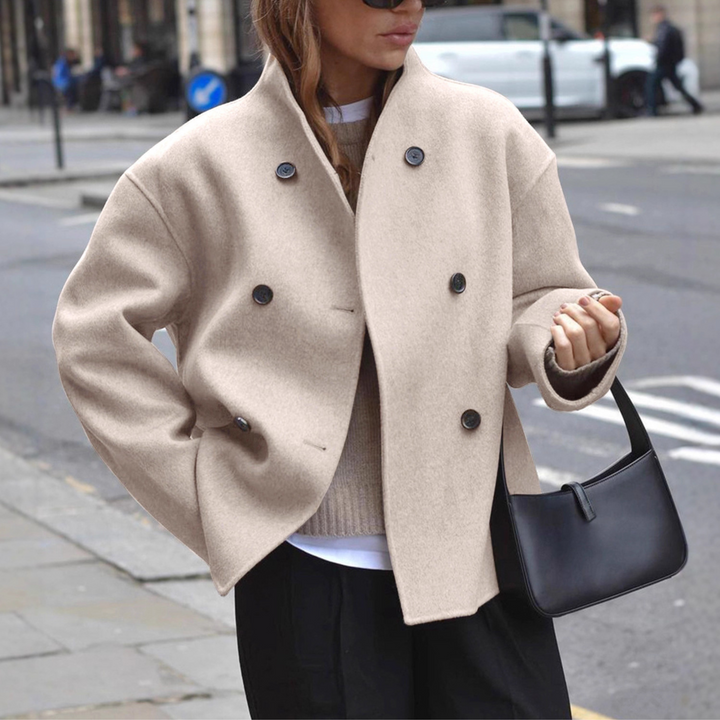 Bini - Cozy Long Sleeve Stand Collar Coat