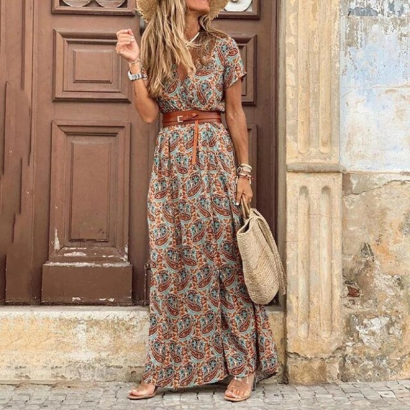 Harper | Women’s V-Neck Short Sleeve Maxi Dress