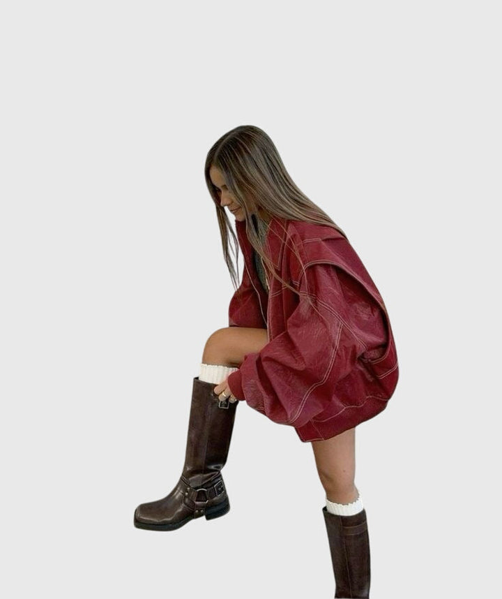 Faye - Oversized Leather Jacket