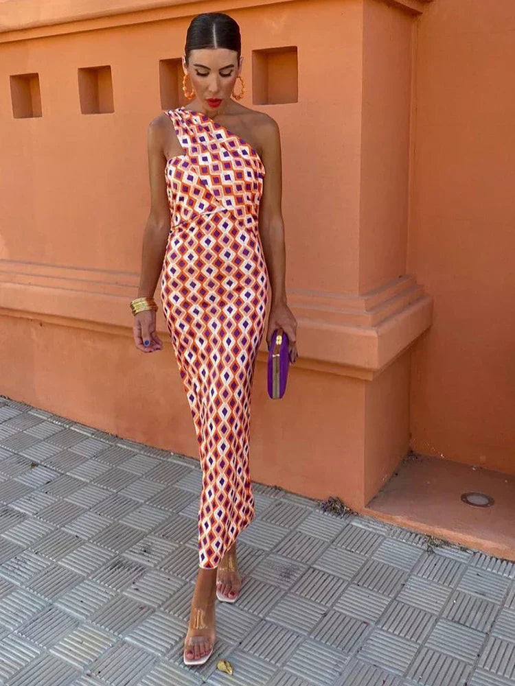 Dakota | Stylish Women’s One-Shoulder Printed Dress