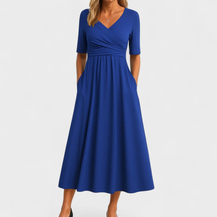 Jessica | Chic Women’s Midi Dress with V-Neck