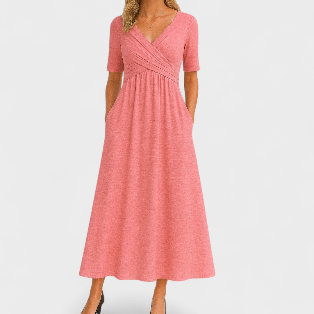 Jessica | Chic Women’s Midi Dress with V-Neck