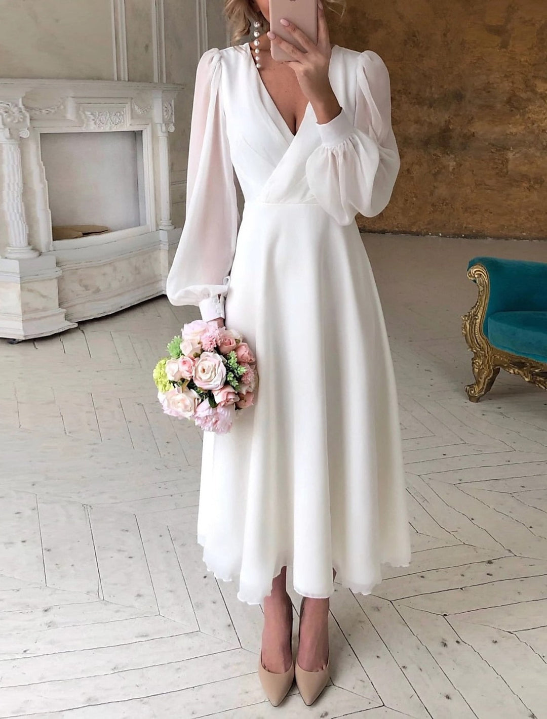 Jasmine | Women’s Long Sleeve Midi Events Dress