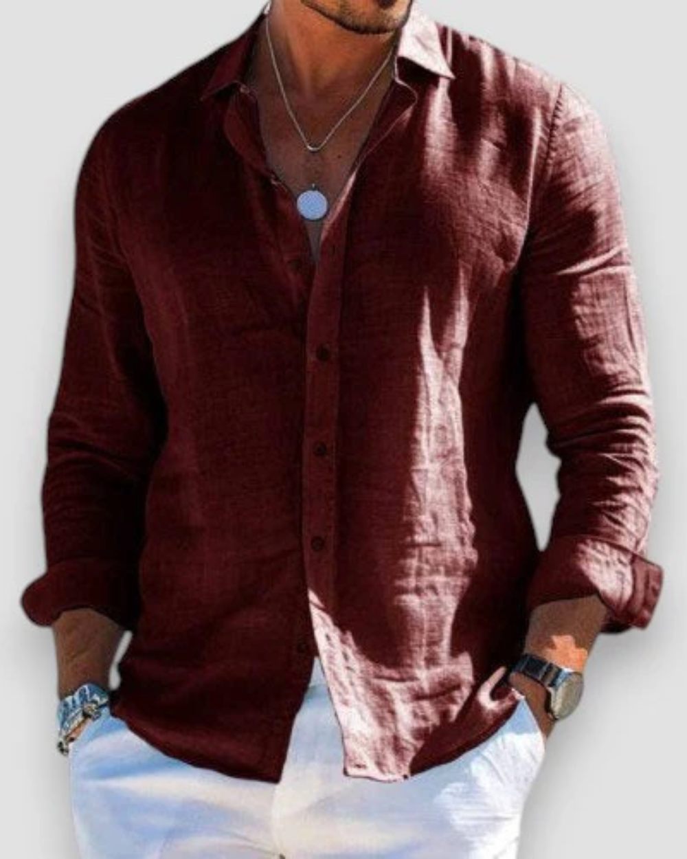 Men’s Casual Long Sleeve Shirt Lightweight Breathable Fabric 10