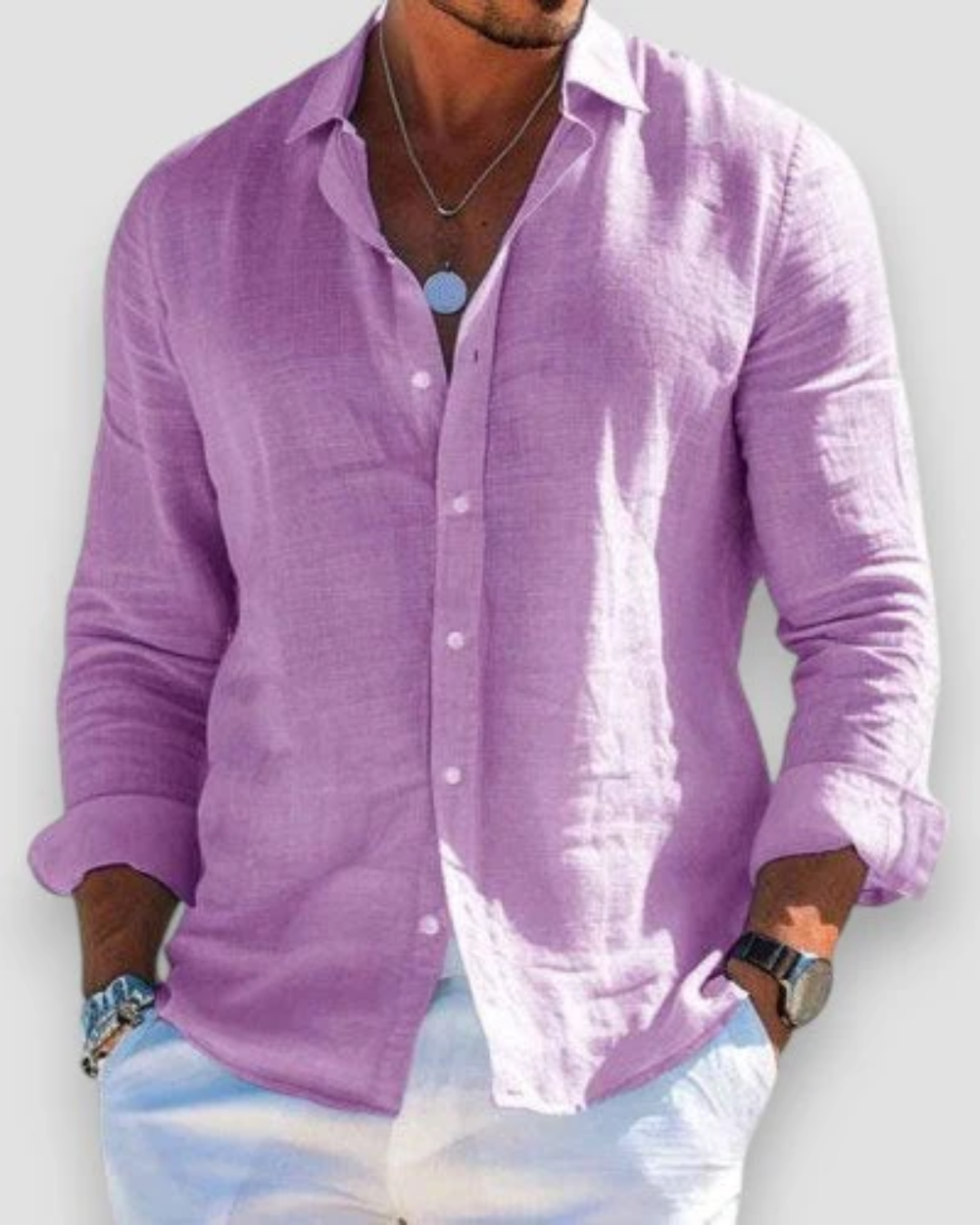 Men’s Casual Long Sleeve Shirt Lightweight Breathable Fabric 5