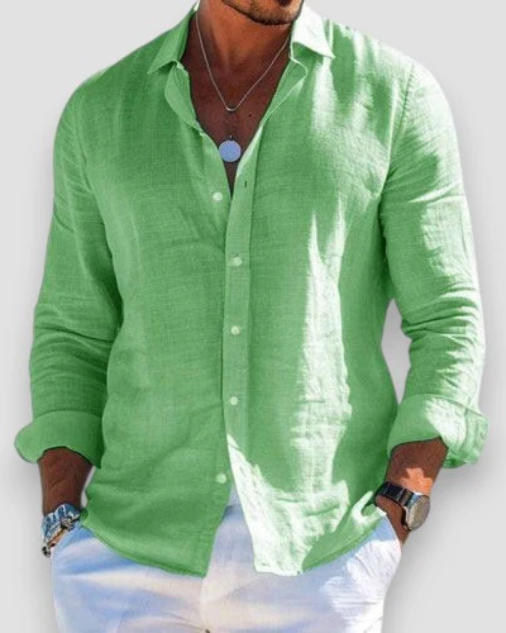Men’s Casual Long Sleeve Shirt Lightweight Breathable Fabric 9