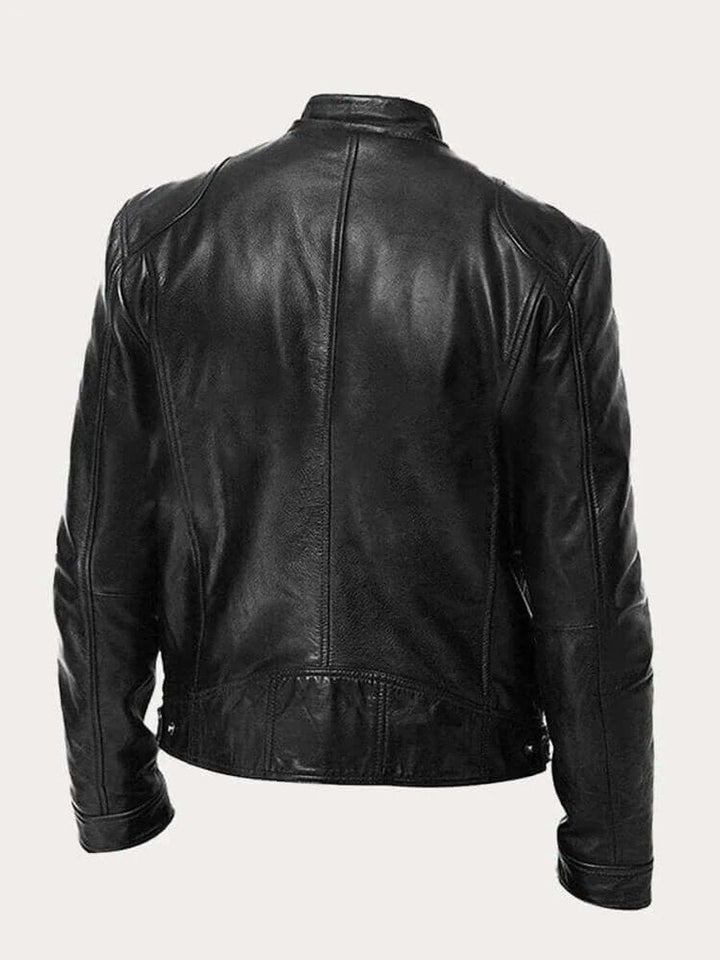 Men’s Classic Biker Leather Jacket Tailored Zip-Up Style 1