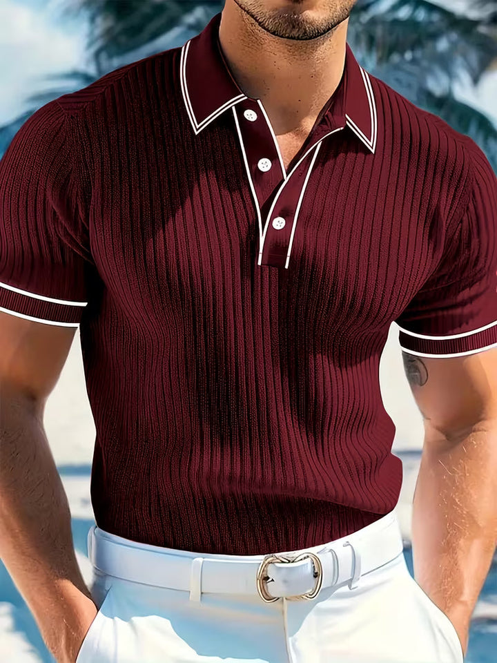 Men’s Color-Blocked Polo Shirt Short Sleeve Casual Style 1