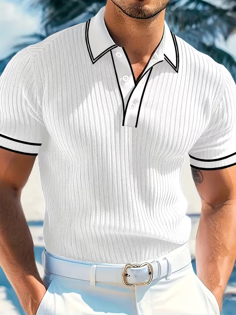Men’s Color-Blocked Polo Shirt Short Sleeve Casual Style 2