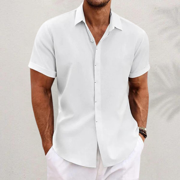 Men’s Lightweight Linen Shirt Classic Collared Design 4