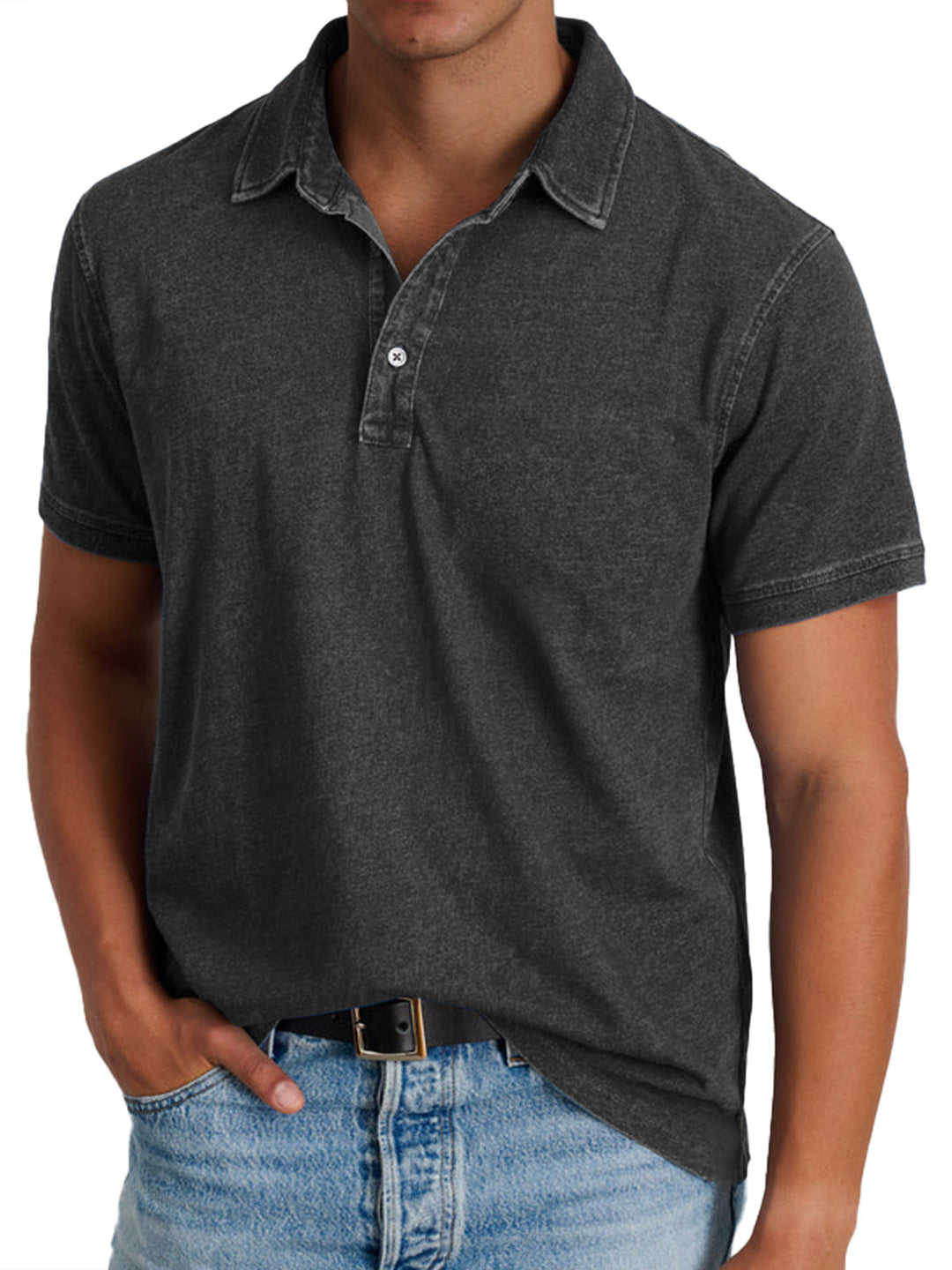 Men’s Long Sleeve Polo Shirt Refined Collar and Tailored Fit 4