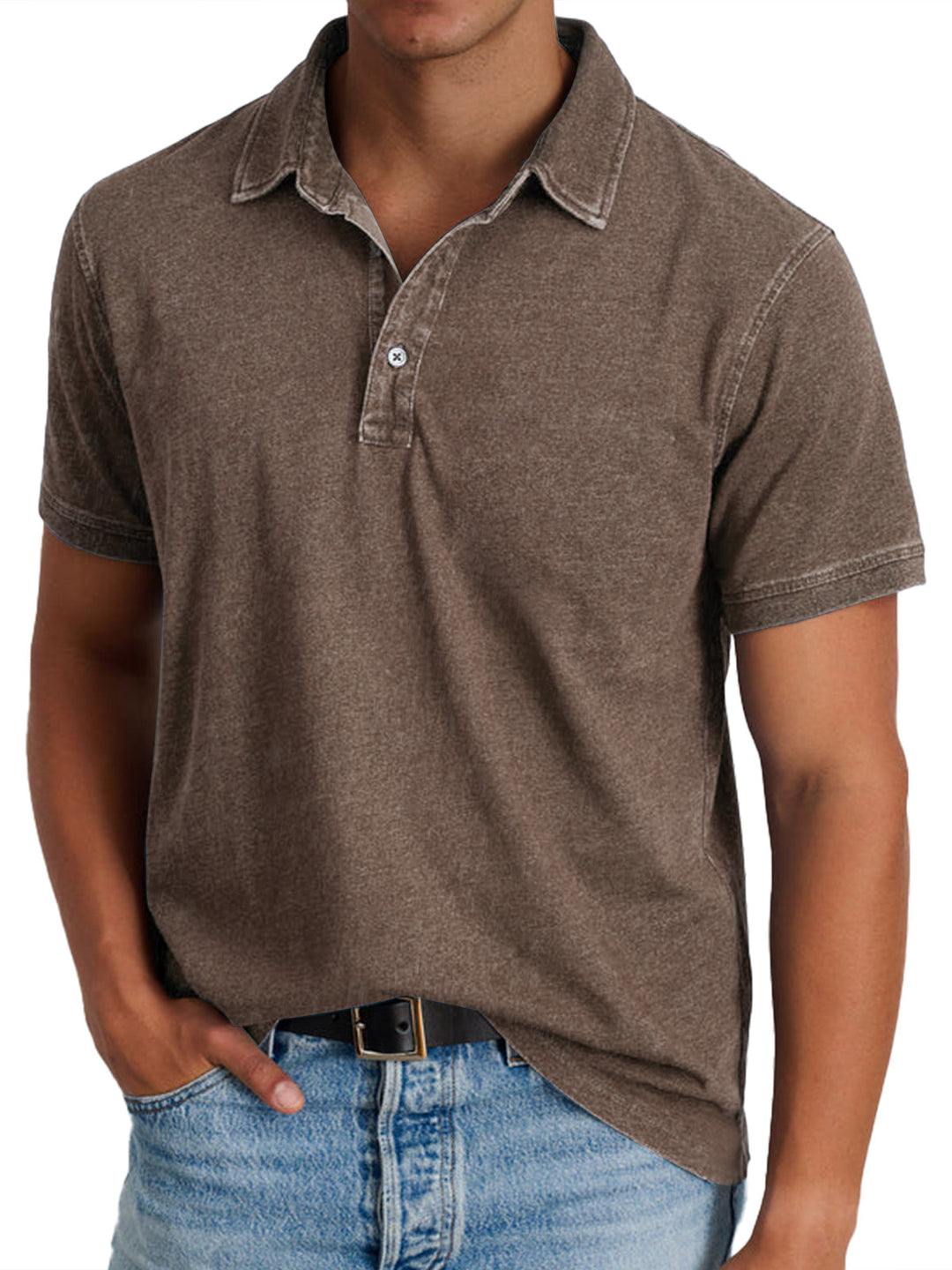 Men’s Long Sleeve Polo Shirt Refined Collar and Tailored Fit 7