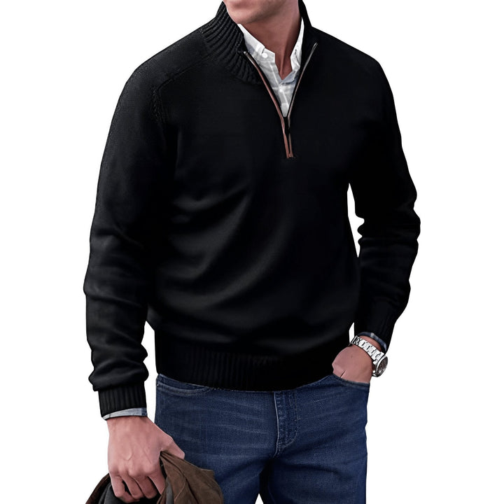 Men’s Quarter-Zip Sweater Regular Fit Knit Pullover for Casual Style 2