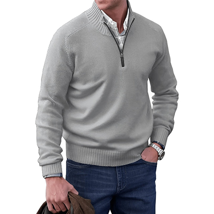 Men’s Quarter-Zip Sweater Regular Fit Knit Pullover for Casual Style 7