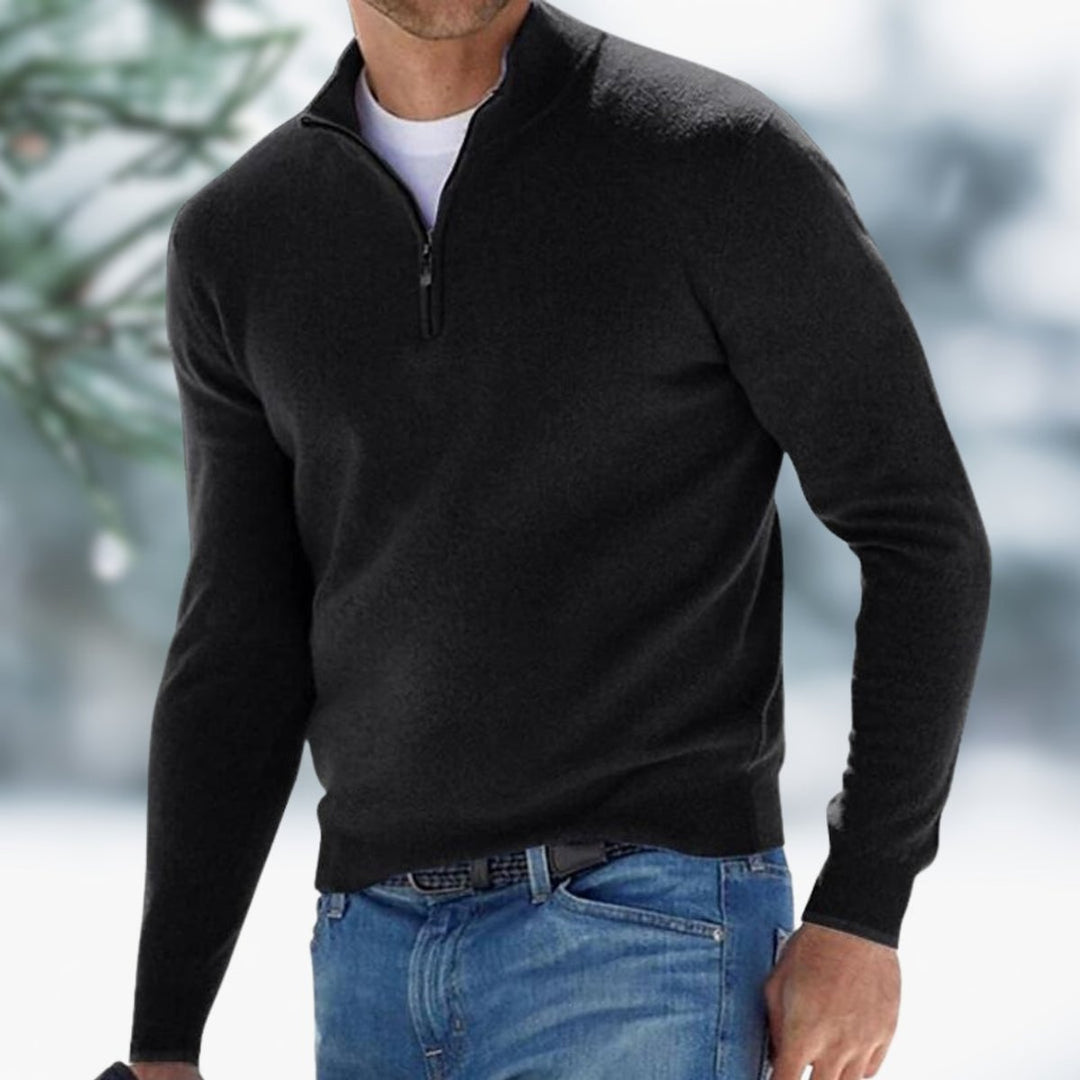 Men’s Quarter-Zip Sweater Soft Knit Fabric Comfortable Fit 3