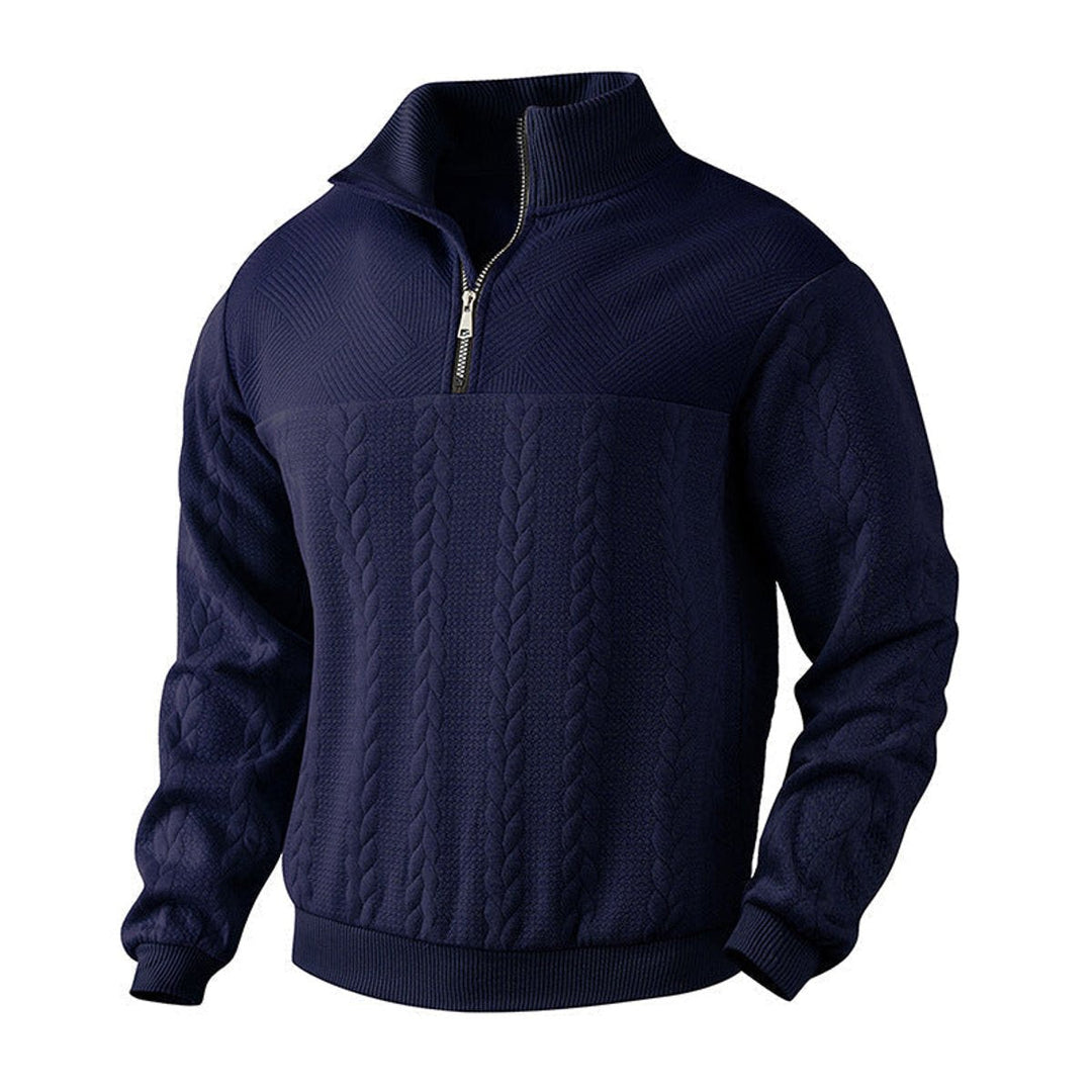 Men's Quarter Zip Sweater Relaxed Fit Cable Knit Design 8