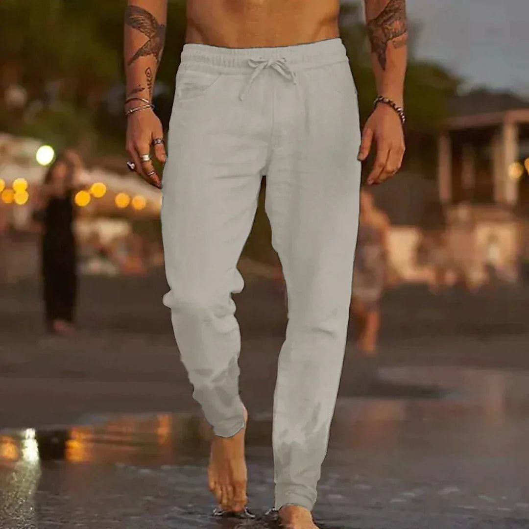 Men’s Relaxed-Fit Linen Pants Drawstring Waist Summer Style 3