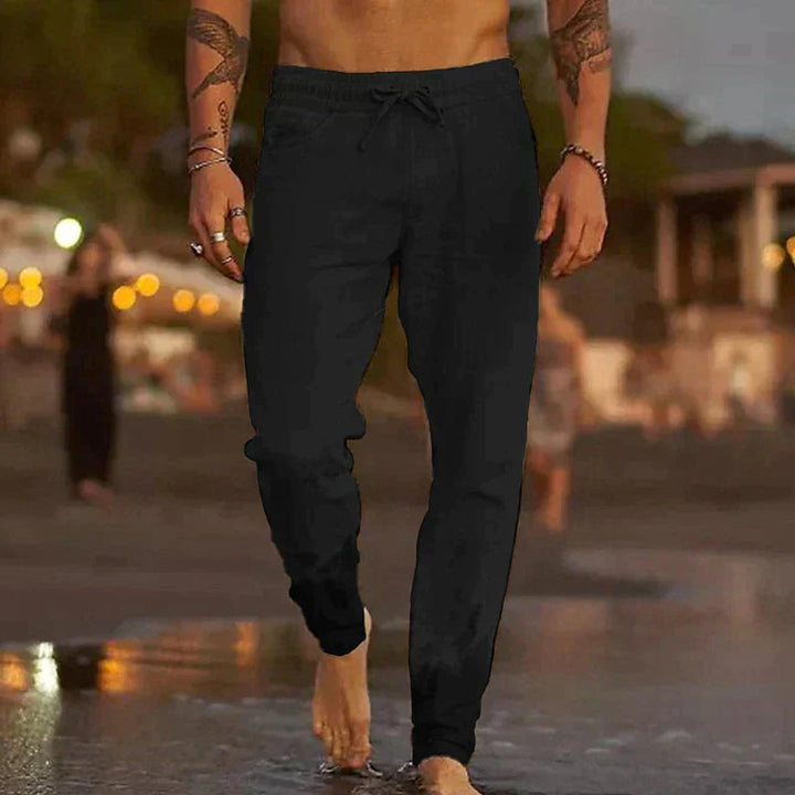 Men’s Relaxed-Fit Linen Pants Drawstring Waist Summer Style 4