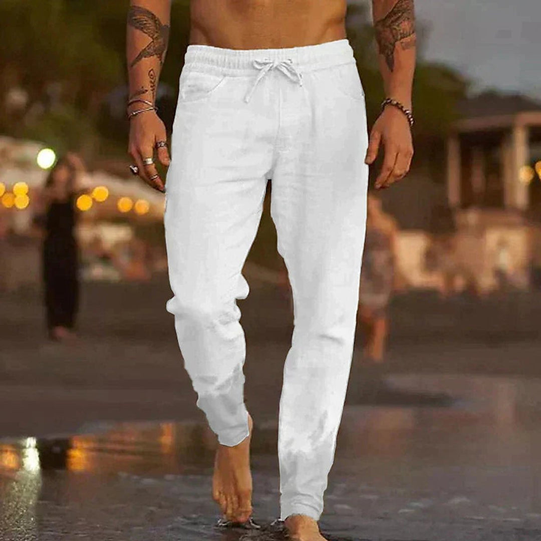 Men’s Relaxed-Fit Linen Pants Drawstring Waist Summer Style 5