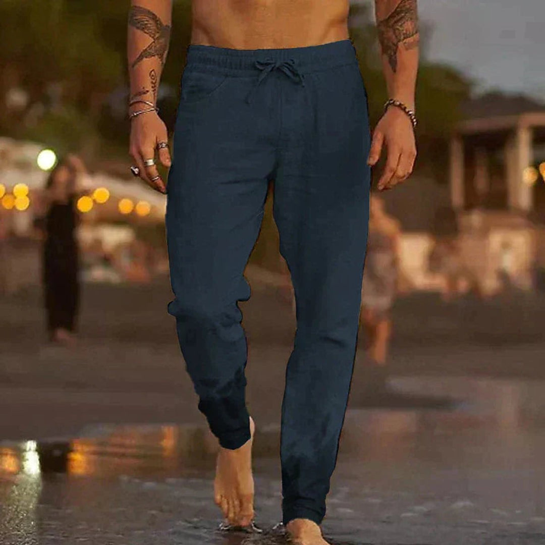 Men’s Relaxed-Fit Linen Pants Drawstring Waist Summer Style 6