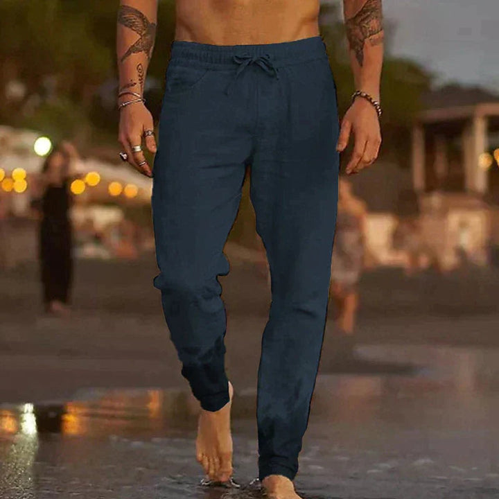 Men’s Relaxed-Fit Linen Pants Drawstring Waist Summer Style 6