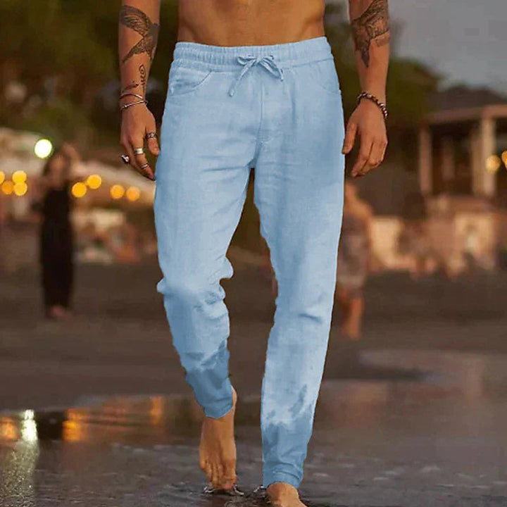 Men’s Relaxed-Fit Linen Pants Drawstring Waist Summer Style 7