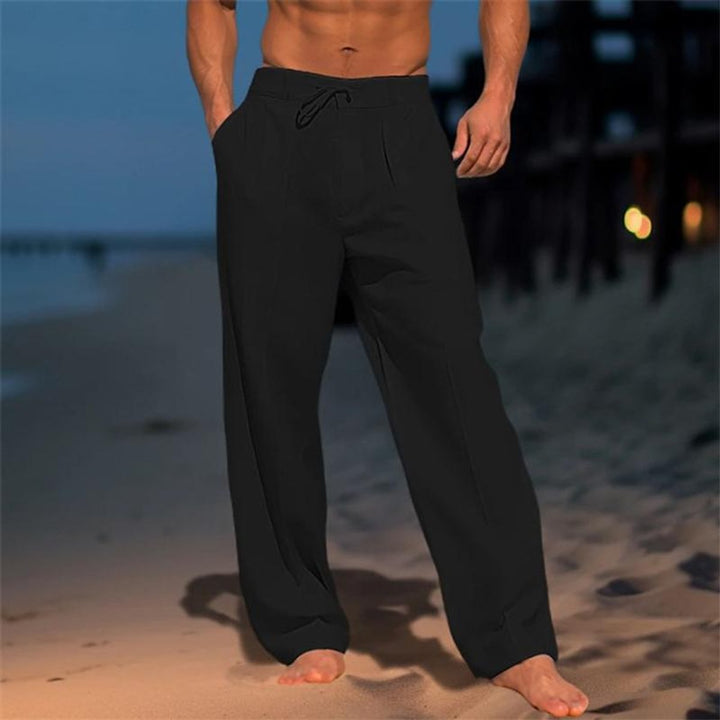 Men’s Relaxed Wide-Leg Linen Pants with Drawstring Waist 2