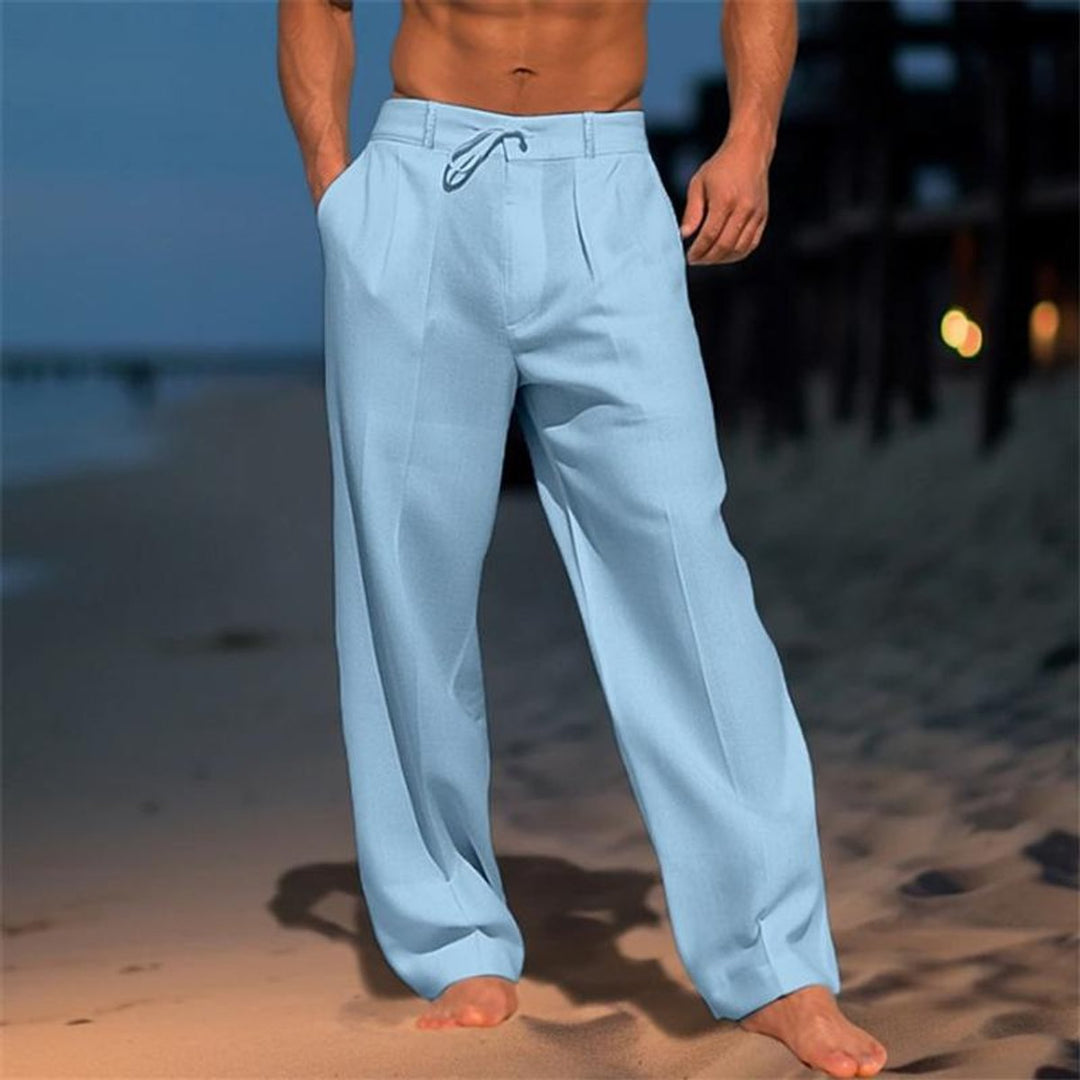 Men’s Relaxed Wide-Leg Linen Pants with Drawstring Waist 3