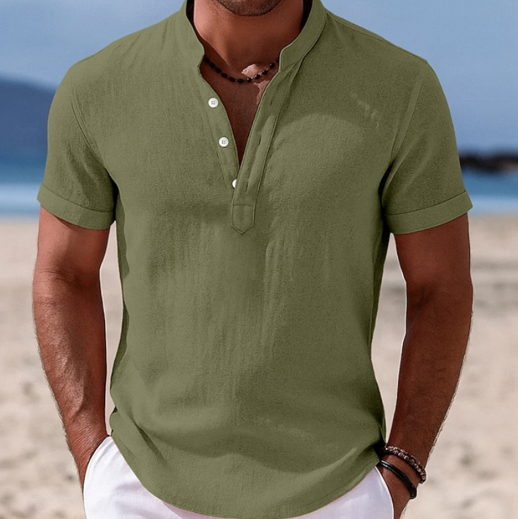 Men’s Short Sleeve Button-Up Shirt Lightweight Summer Style 3