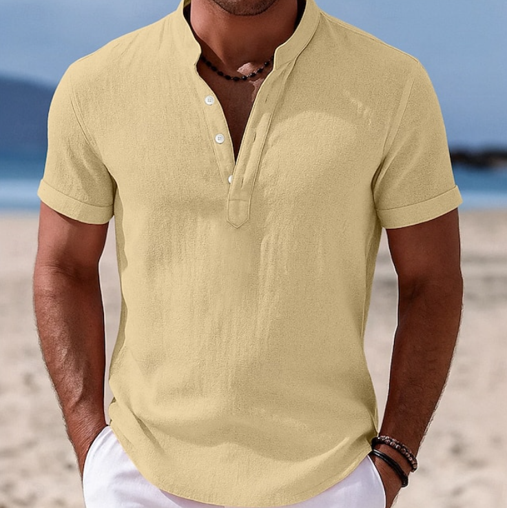 Men’s Short Sleeve Button-Up Shirt Lightweight Summer Style 4