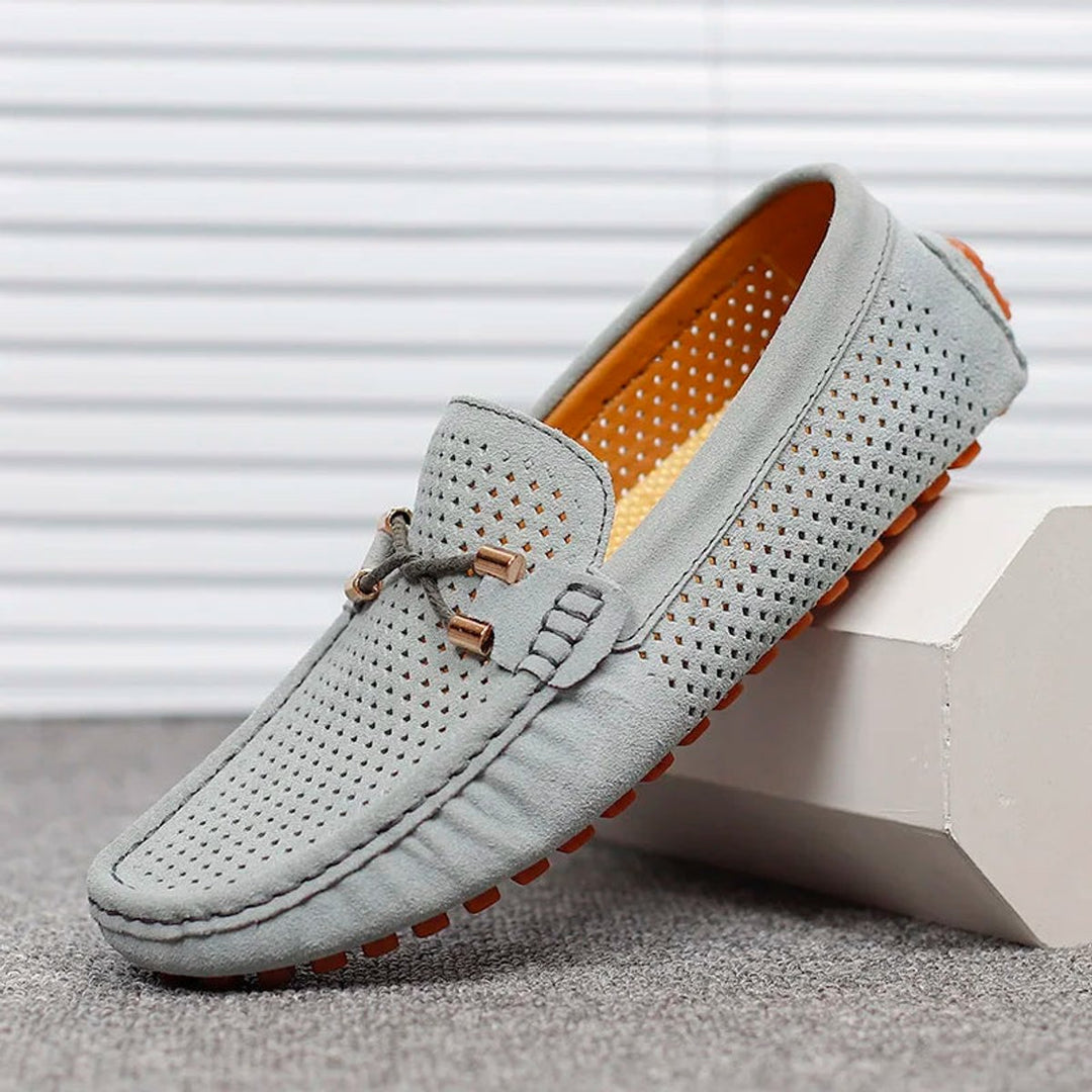Men’s Suede Slip-On Loafers Perforated Breathable Design 6