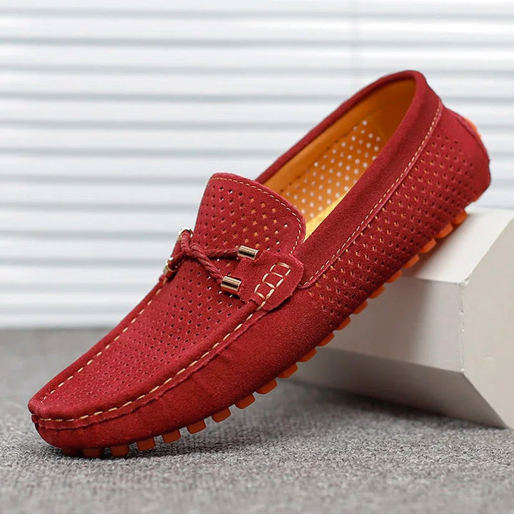 Men’s Suede Slip-On Loafers Perforated Breathable Design 7