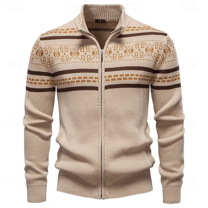 Men’s Zip-Up Cardigan Classic Fair Isle Design for Winter 8