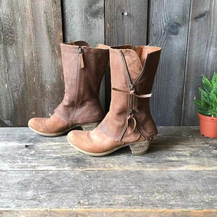 ZORYA – LEATHER ANKLE BOOTS WITH SIDE ZIPPER