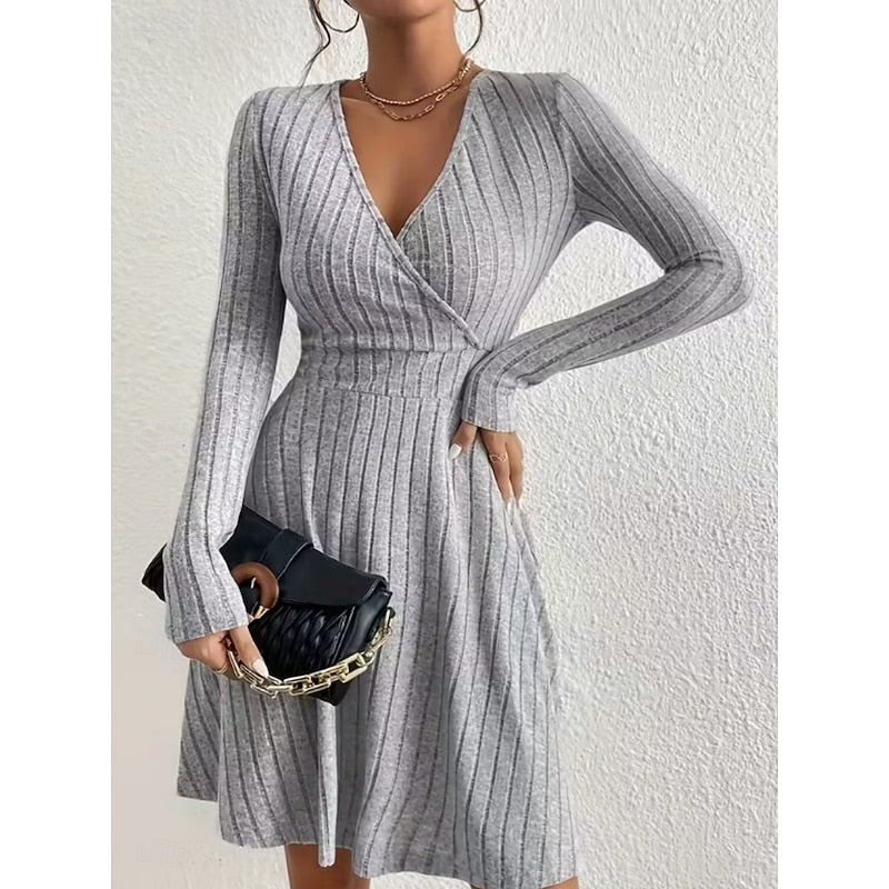 Women’s A-Line Dress Wrap Neckline Elegant Silhouette 2