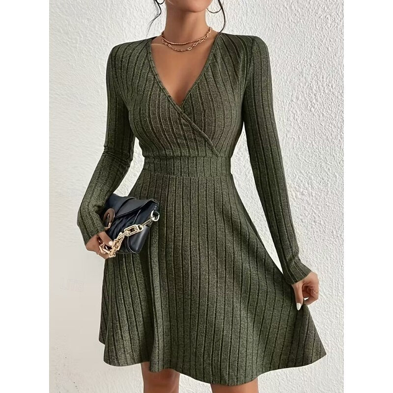 Women’s A-Line Dress Wrap Neckline Elegant Silhouette 4