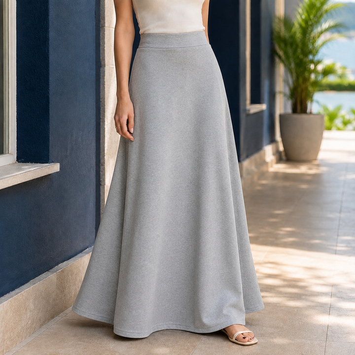 Women’s A-Line Maxi Skirt High-Rise Waistband and Gentle Stretch 2