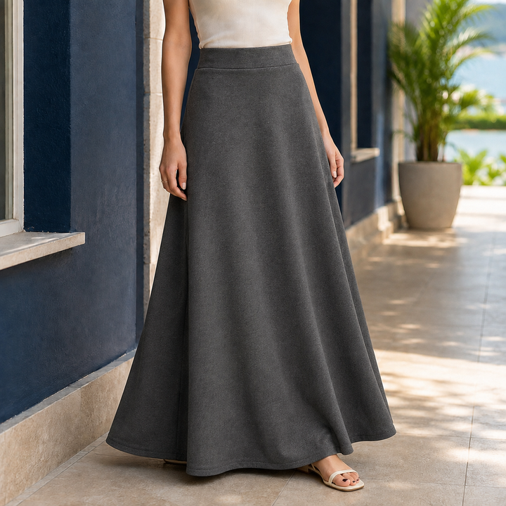 Women’s A-Line Maxi Skirt High-Rise Waistband and Gentle Stretch 3