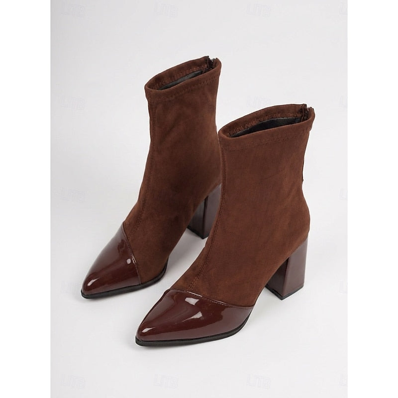 Women’s Ankle Boots Cap-Toe Chunky Heel Design 6