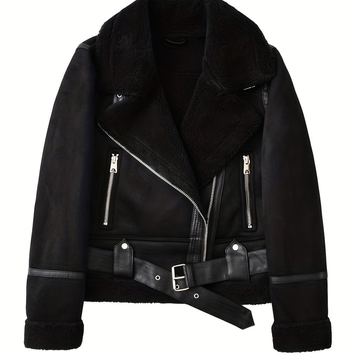 Women’s Aviator Jacket Classic Warm Design with Belted Waist 8
