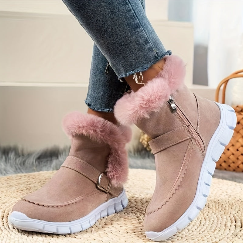 Women’s Black Ankle Boots Plush Trim Cozy Winter Style 3