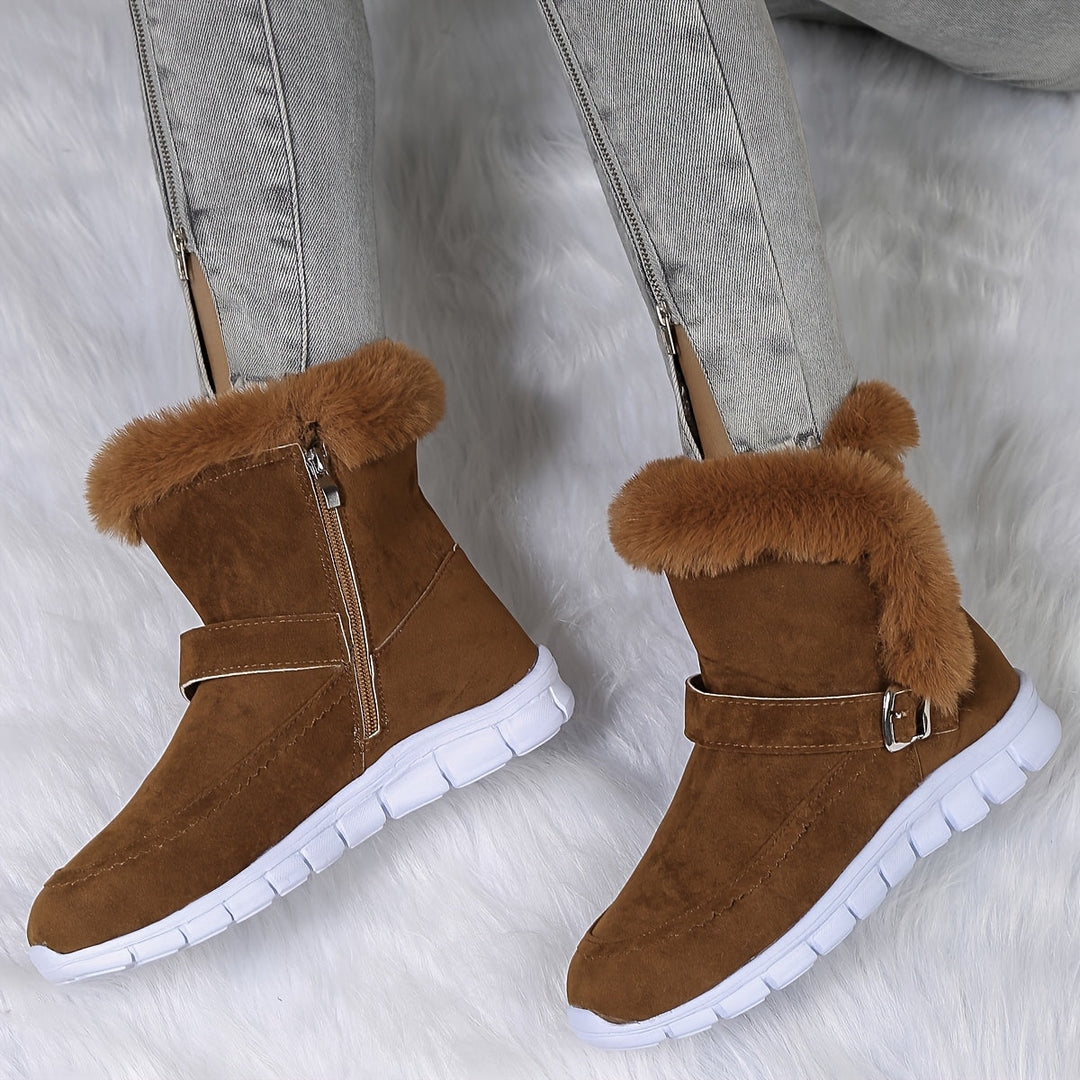 Women’s Black Ankle Boots Plush Trim Cozy Winter Style 5