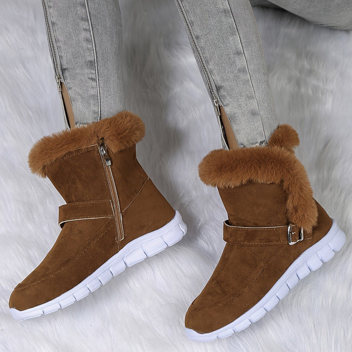 Women’s Black Ankle Boots Plush Trim Cozy Winter Style 5