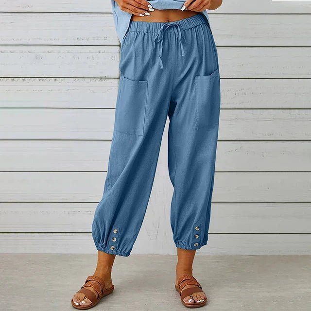 Women’s Boho Cropped Trousers High Waist Relaxed Fit 2