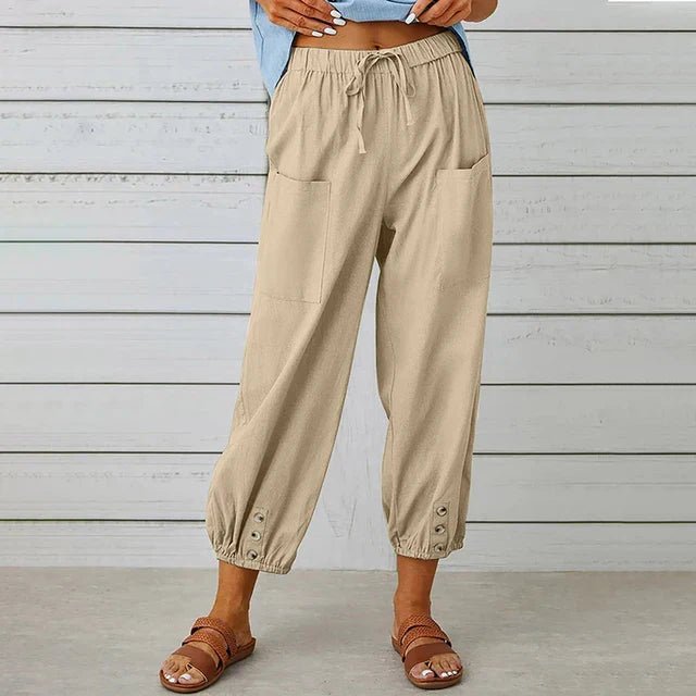 Women’s Boho Cropped Trousers High Waist Relaxed Fit 5