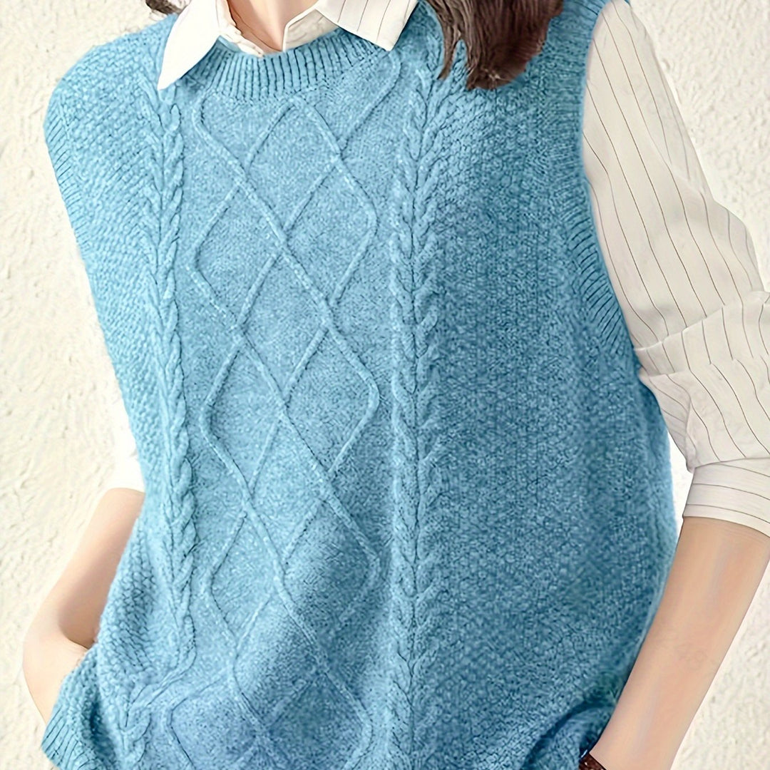 Women’s Cable-Knit Sweater Vest Classic Layering Piece 5