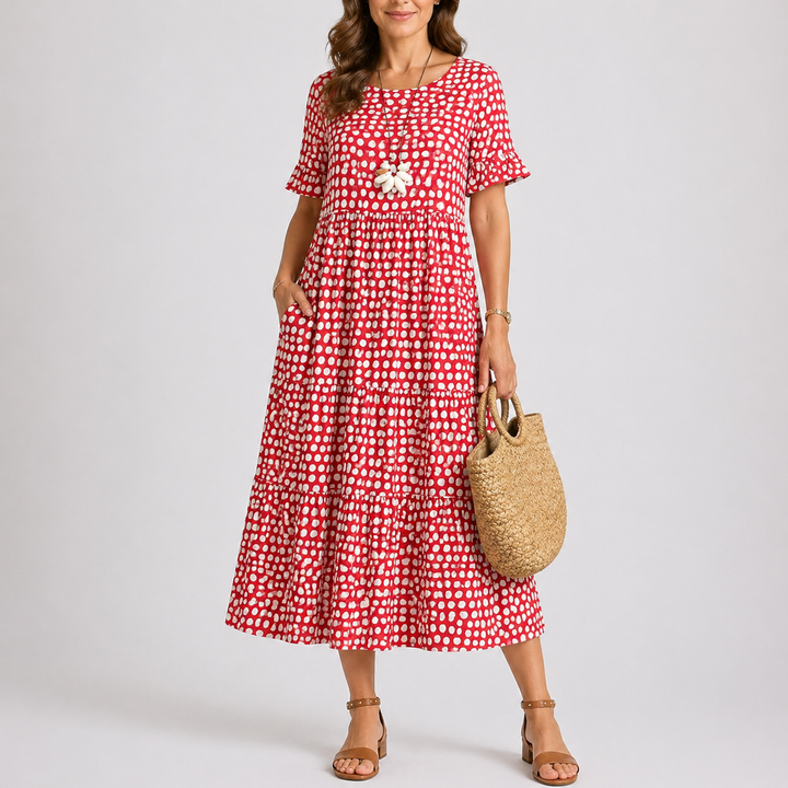 Women’s Casual Polka Dot Midi Dress Lightweight Summer Style 0