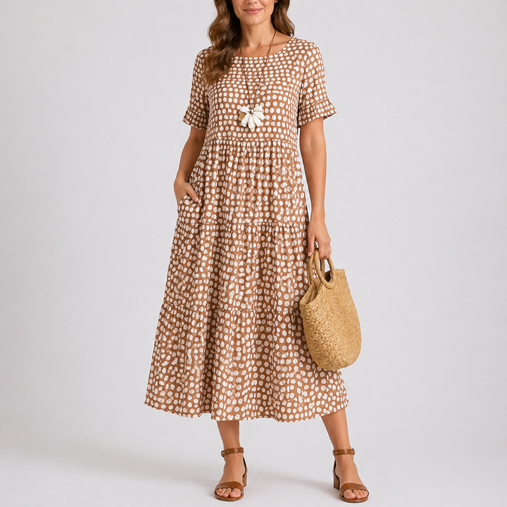 Women’s Casual Polka Dot Midi Dress Lightweight Summer Style 1